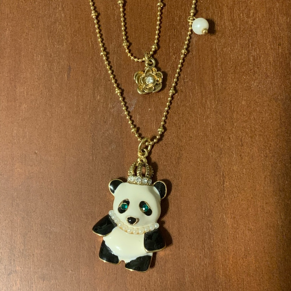 NWT Betsey Johnson Panda Bear Double Necklace
